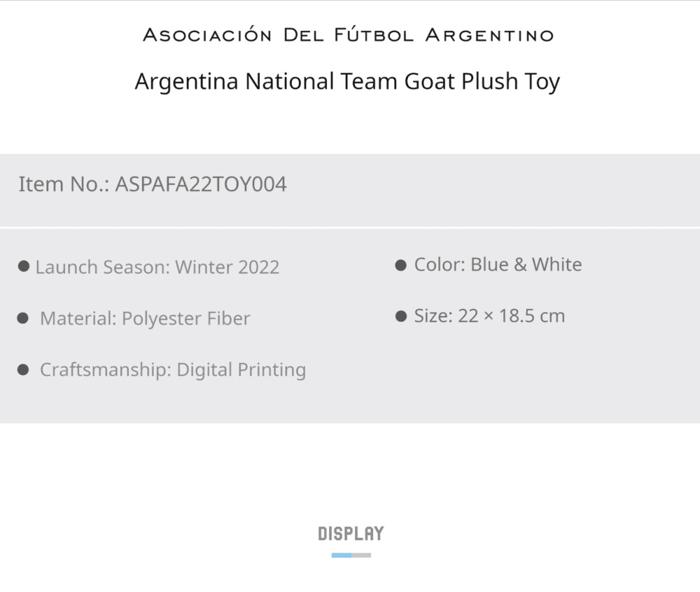 Argentina National Team Goat Plush Toy