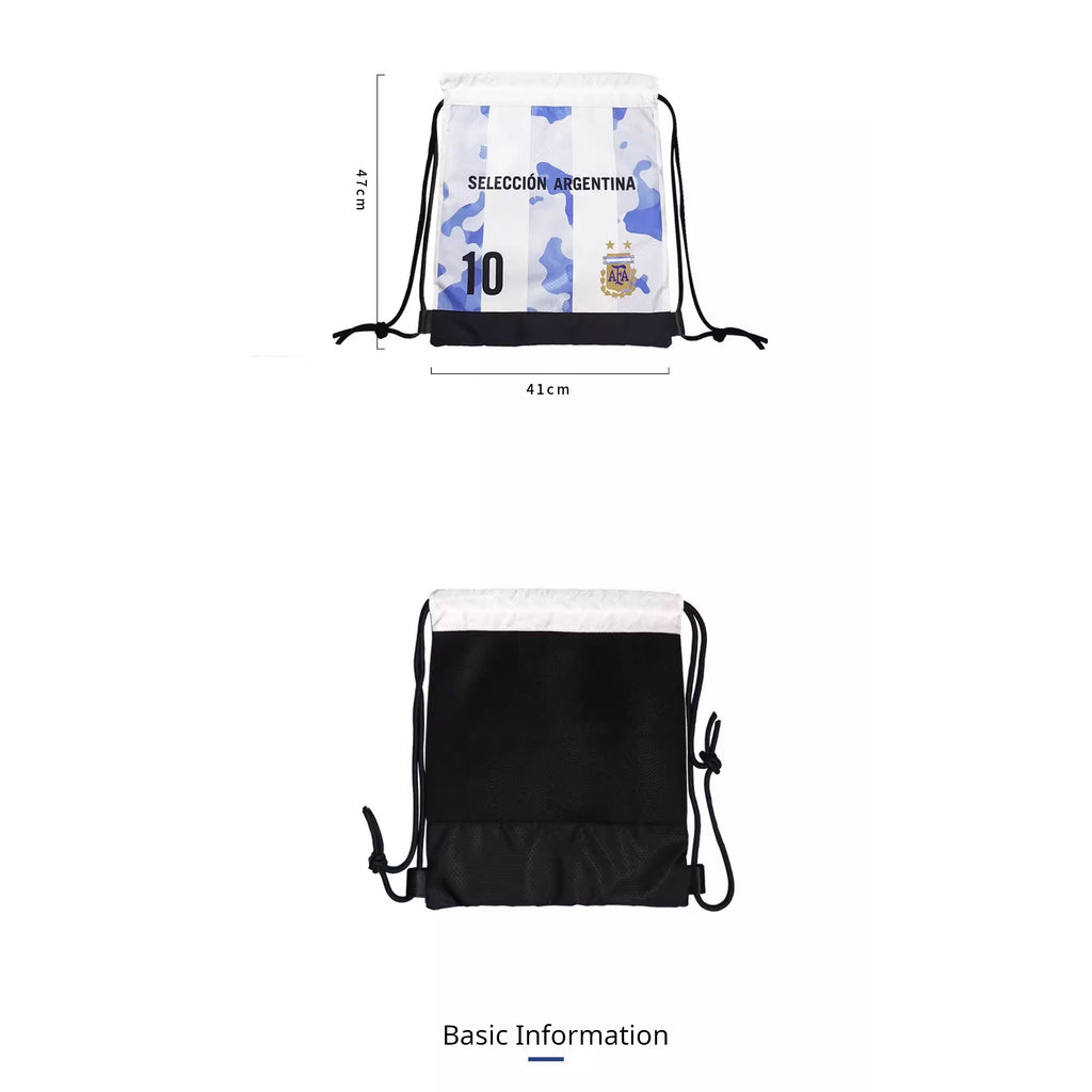 Blue and White Drawstring Bag