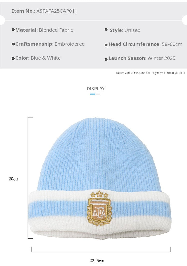 Blue and White Patchwork Knitted Hat