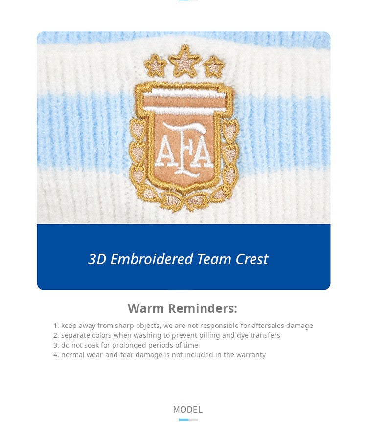Blue and White Patchwork Knitted Hat