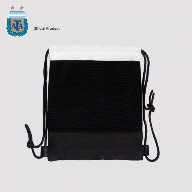 Blue and White Drawstring Bag